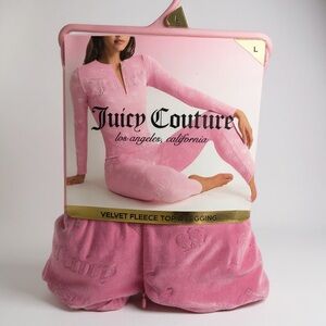 Juicy Couture Pink Velvet fleece Lounge Set top and leggings set large